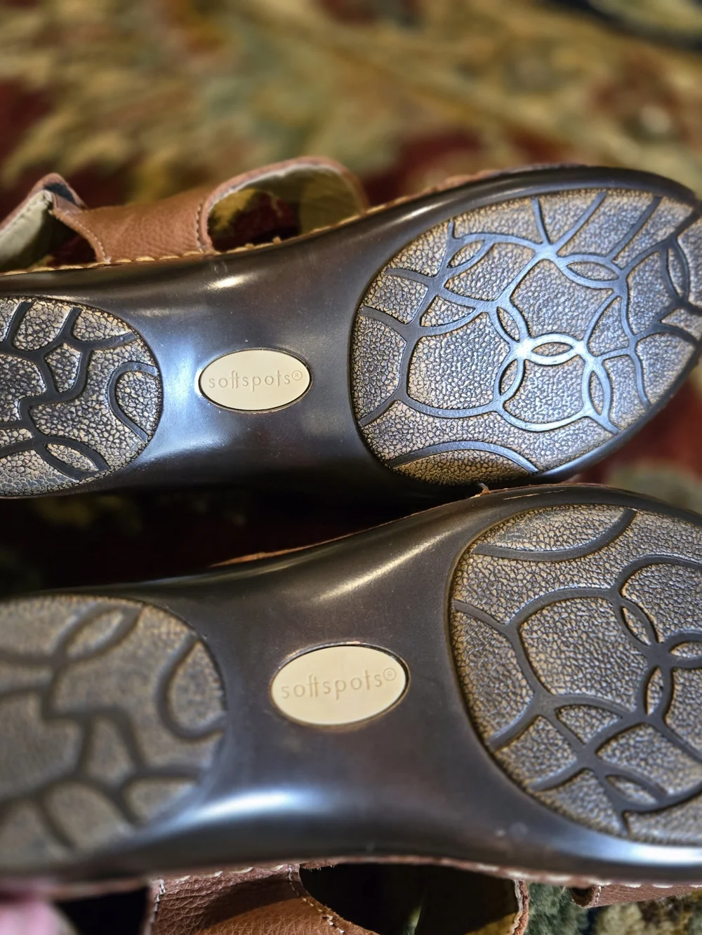 Softspots Tan and Brown Leather Slip-On Sandal